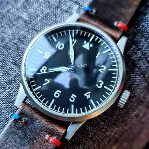 Premium Vintage Oil Waxed Leather Watch Strap in Brown - Pepsi (20mm)