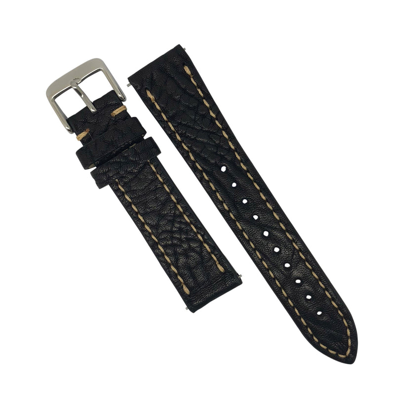 Quick Release Leather Watch Strap in Distressed Black (22mm) - Nomadstore Singapore