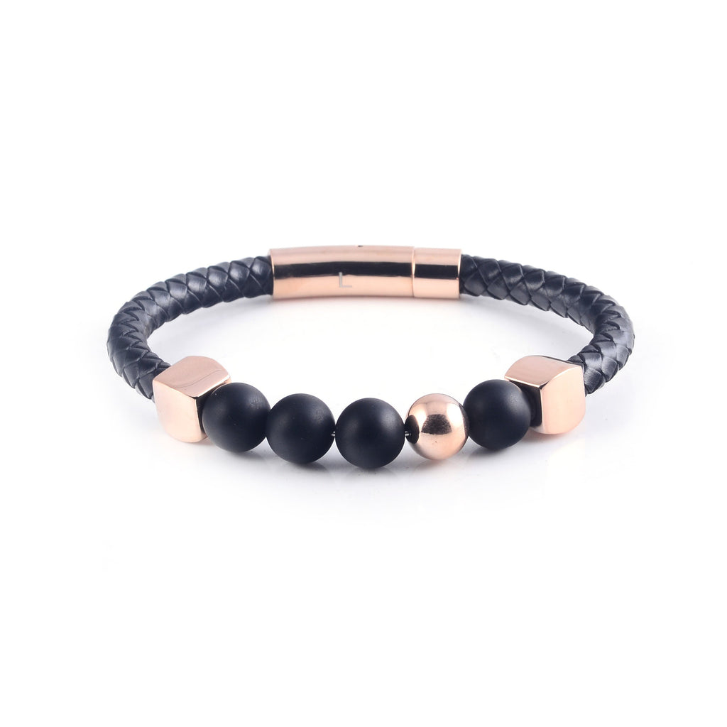 Lava Leather Bracelet in Rose Gold (Size S)