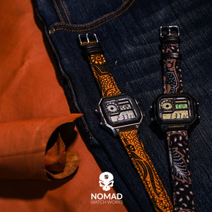 Batik Watch Strap in Sogan Black with Silver Buckle (20mm) - Nomad watch Works