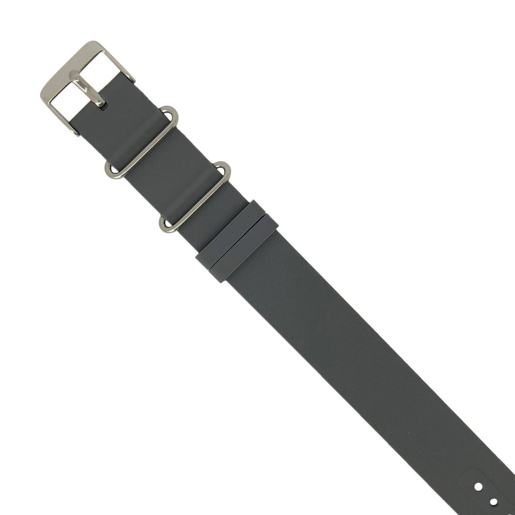 Rubber Nato Strap in Grey with Silver Buckle (18mm)