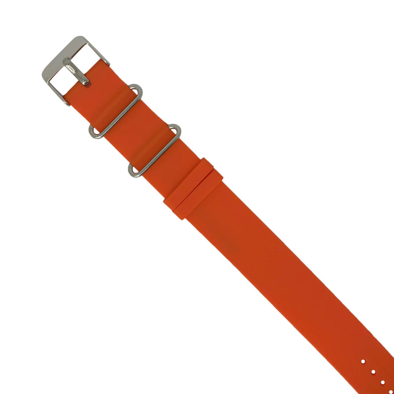 Rubber Nato Strap in Orange with Silver Buckle (22mm)