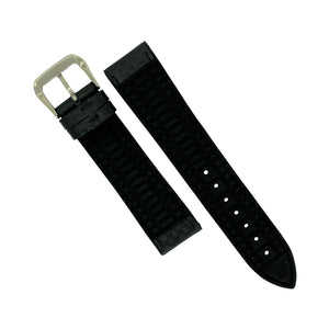 Performax Carbon Embossed Leather Hybrid Strap in Black Stitching (22mm)