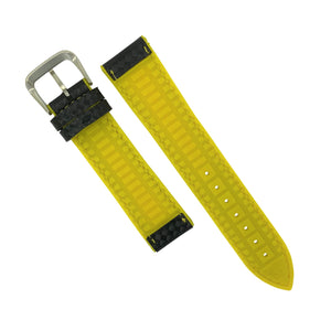 Performax Carbon Embossed Leather Hybrid Strap in Yellow Stitching (18mm)