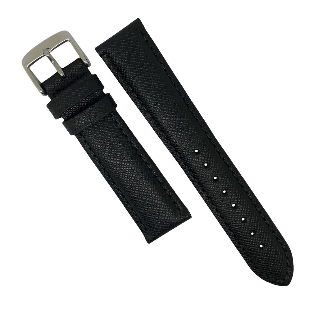 Saffiano Leather Strap in Black (20mm) - Nomadstore Singapore