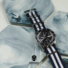 Premium Nato Strap in Navy White Small Stripes with Polished Silver Buckle (22mm)