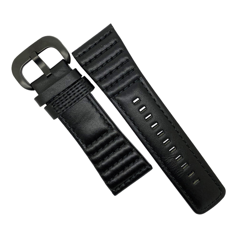 Sevenfriday Sports Leather Strap in Black with Black Stitching w/ Black Buckle (28mm)