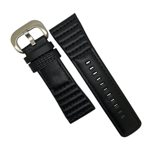 Sevenfriday Sports Leather Strap in Black with Black Stitching w/ Silver Buckle (28mm)