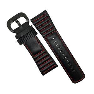 Sevenfriday Sports Leather Strap in Black with Red Stitching w/ Black Buckle (28mm)