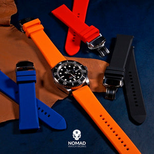 Silicone Rubber Strap w/ Butterfly Clasp in Orange (22mm)