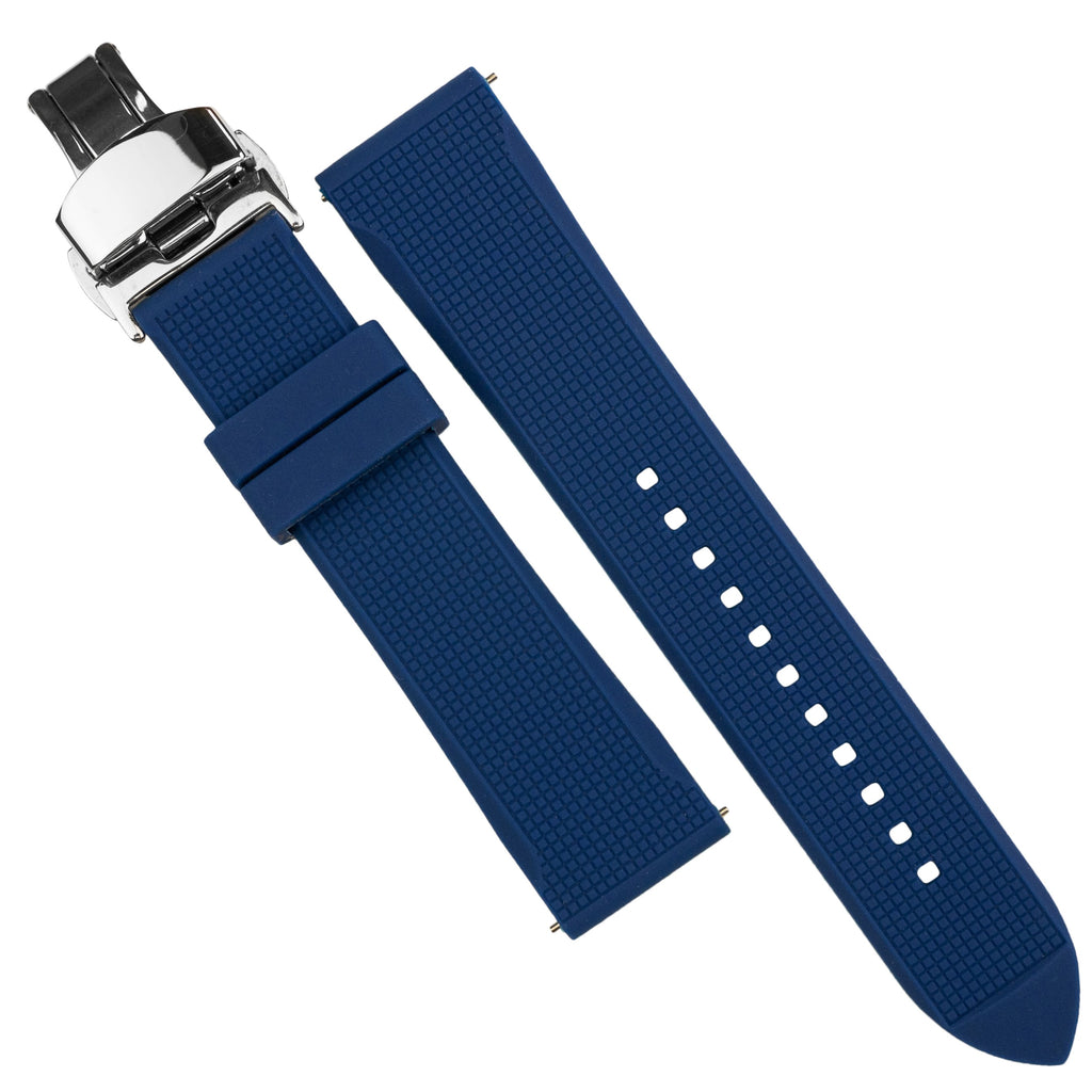 Silicone Rubber Strap w/ Butterfly Clasp in Navy (21mm)