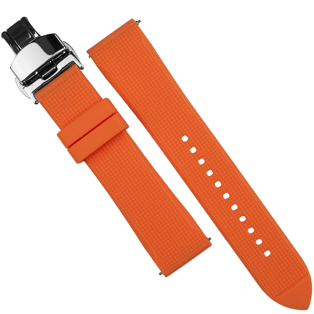 Silicone Rubber Strap w/ Butterfly Clasp in Orange (21mm)