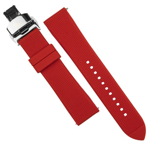 Silicone Rubber Strap w/ Butterfly Clasp in Red (18mm)