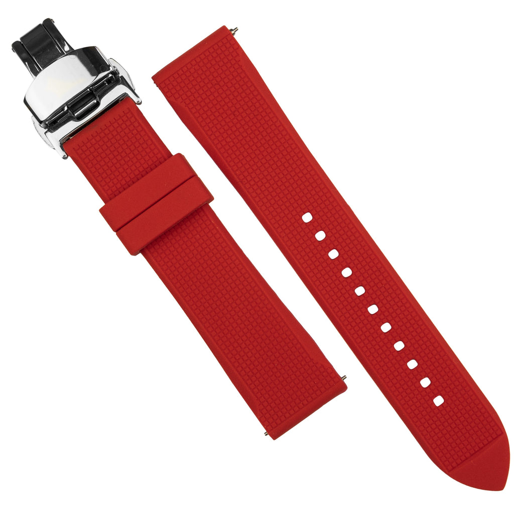 Silicone Rubber Strap w/ Butterfly Clasp in Red (19mm)