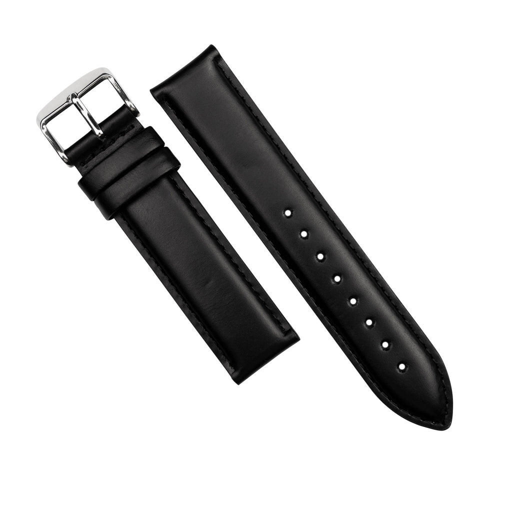 Genuine Smooth Leather Watch Strap in Black (20mm)