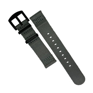 Two Piece Seat Belt Nato Strap in Grey with Black Buckle (20mm)
