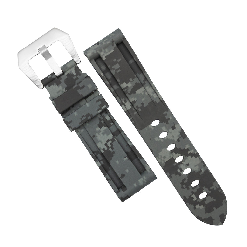 V3 Rubber Strap in Digital Grey with Pre-V Silver Buckle (22mm)