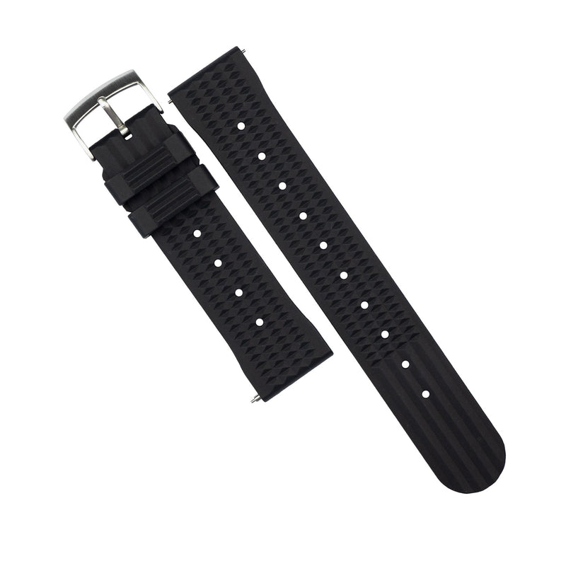 Waffle FKM Rubber Strap in Black (22mm)