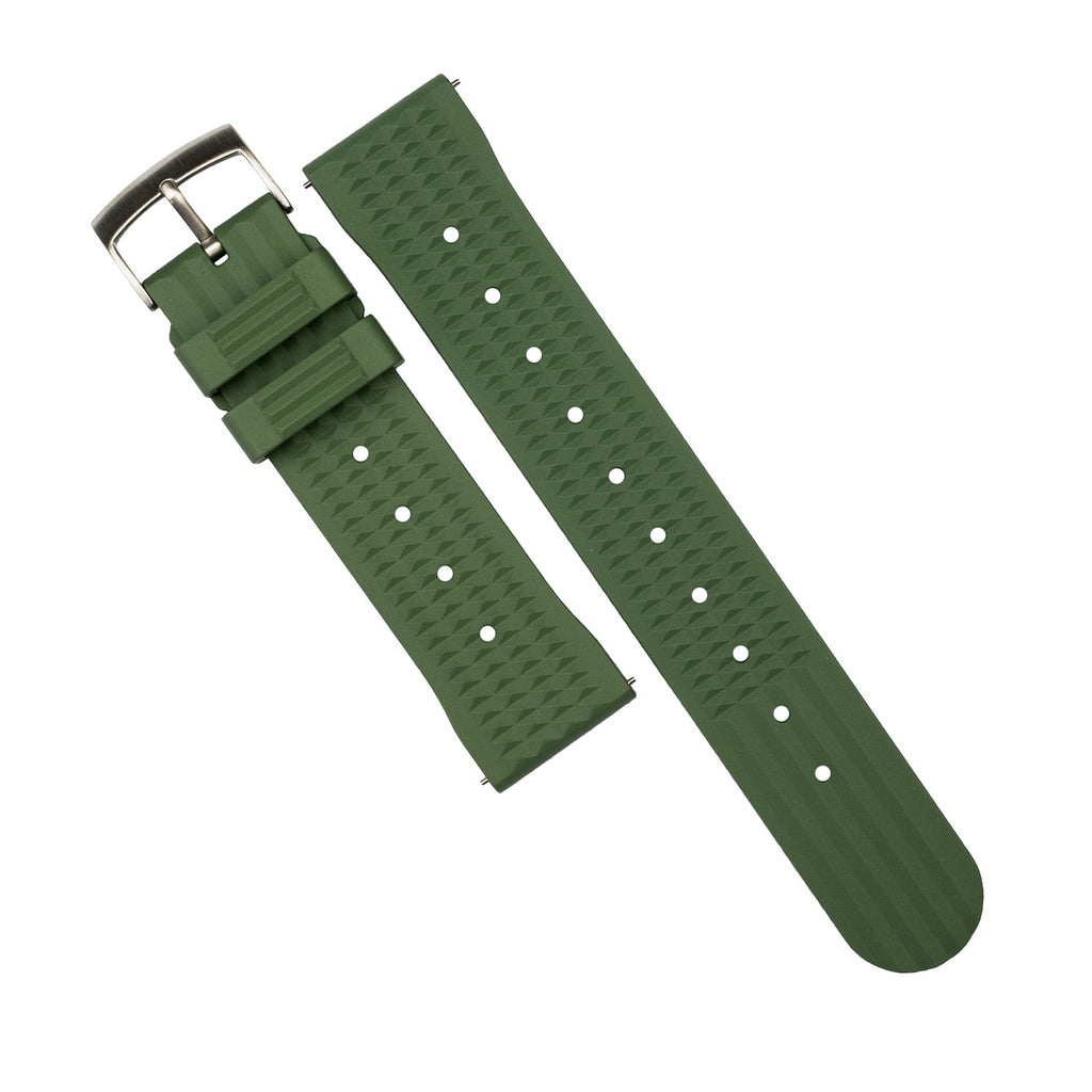 Waffle FKM Rubber Strap in Green (20mm)
