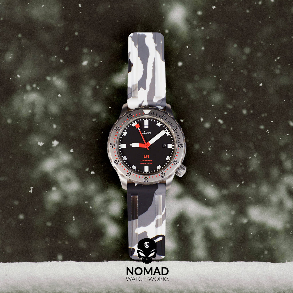 V3 Silicone Strap in White Camo with Pre-V Silver Buckle (22mm)