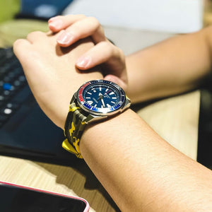 V3 Silicone Strap in Yellow Camo with Pre-V PVD Black Buckle (22mm)