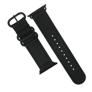 Apple Watch Leather Zulu Strap in Black with Black Buckle (38 & 40mm) - Nomad watch Works