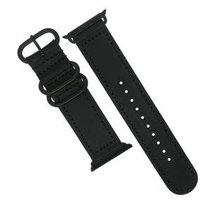 Apple Watch Leather Zulu Strap in Black with Black Buckle (42 & 44mm) - Nomad watch Works
