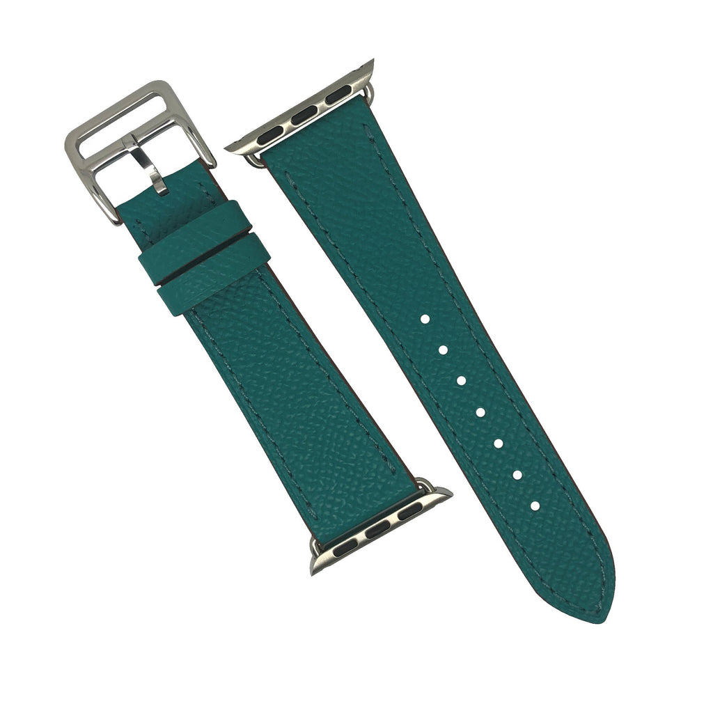 Apple Watch Leather Strap in Emerald with Silver Buckle - Single Tour (38 & 40mm) - Nomad watch Works