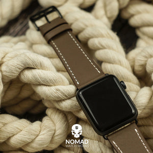 Apple Watch Leather Strap in Brown with Silver Buckle - Single Tour (42, 44, 45, 49mm)