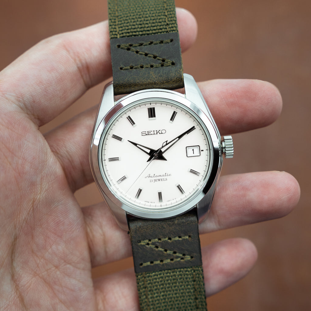 Field Canvas Watch Strap in Olive Brown with Silver Buckle (22mm)