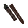 Genuine Brown Leather Watch Strap in White Stitching with Black Deployant Clasp (18mm) - Nomad watch Works