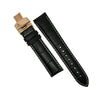 Genuine Black Leather Watch Strap in White Stitching with Rose Gold Deployant Clasp (22mm) - Nomad watch Works