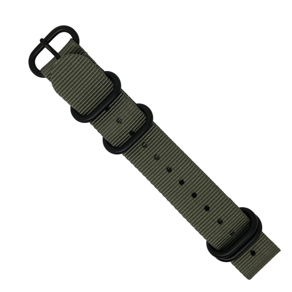Heavy Duty Zulu Strap in Grey with PVD Black Buckle (20mm) - Nomad watch Works