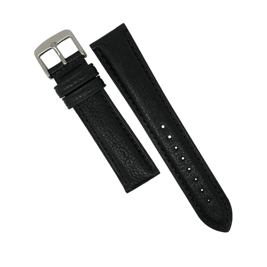 Italian Veg Tanned Leather Strap in Black (22mm) - Nomad watch Works