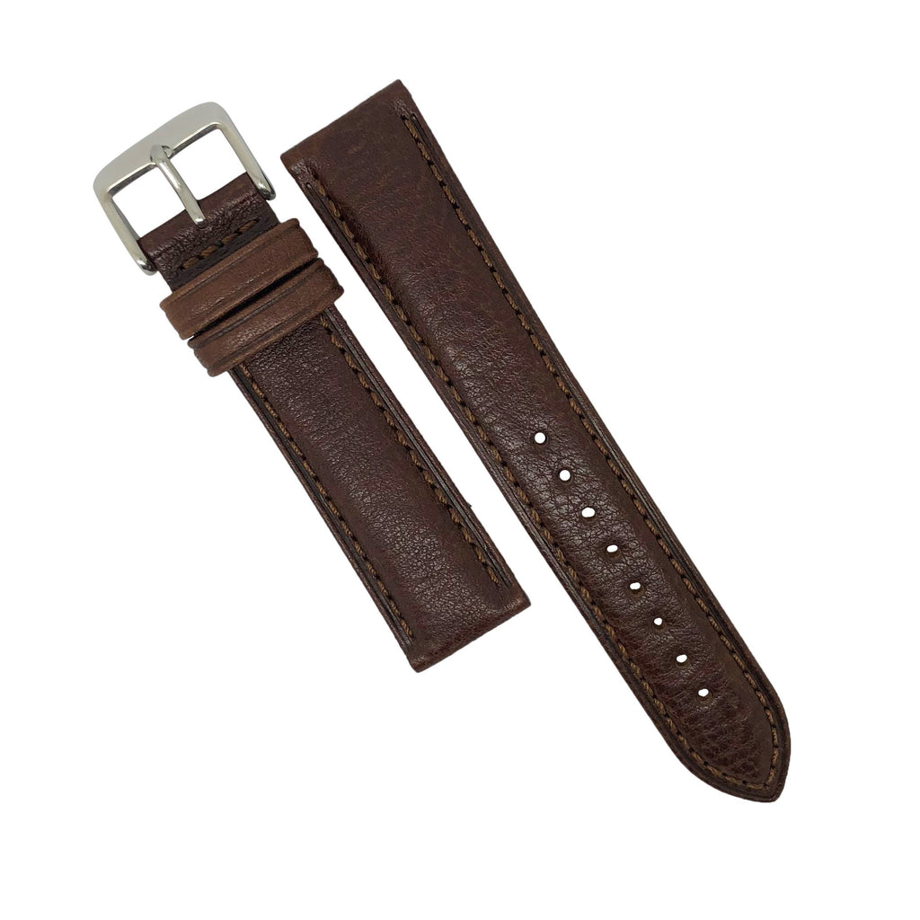 Italian Veg Tanned Leather Strap in Brown (22mm) - Nomad watch Works