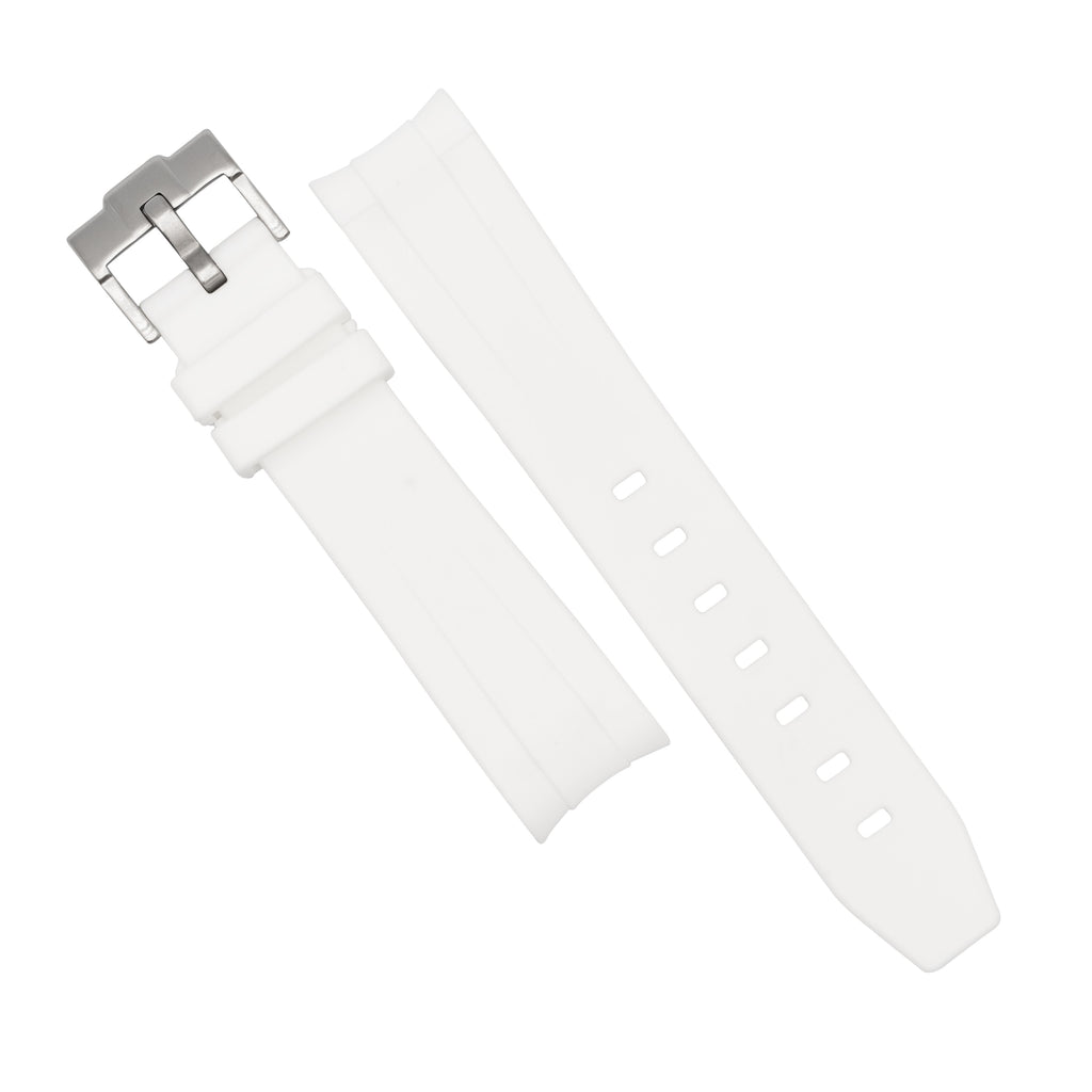 Curved End Rubber Strap for Omega x Swatch Moonswatch in White (20mm)