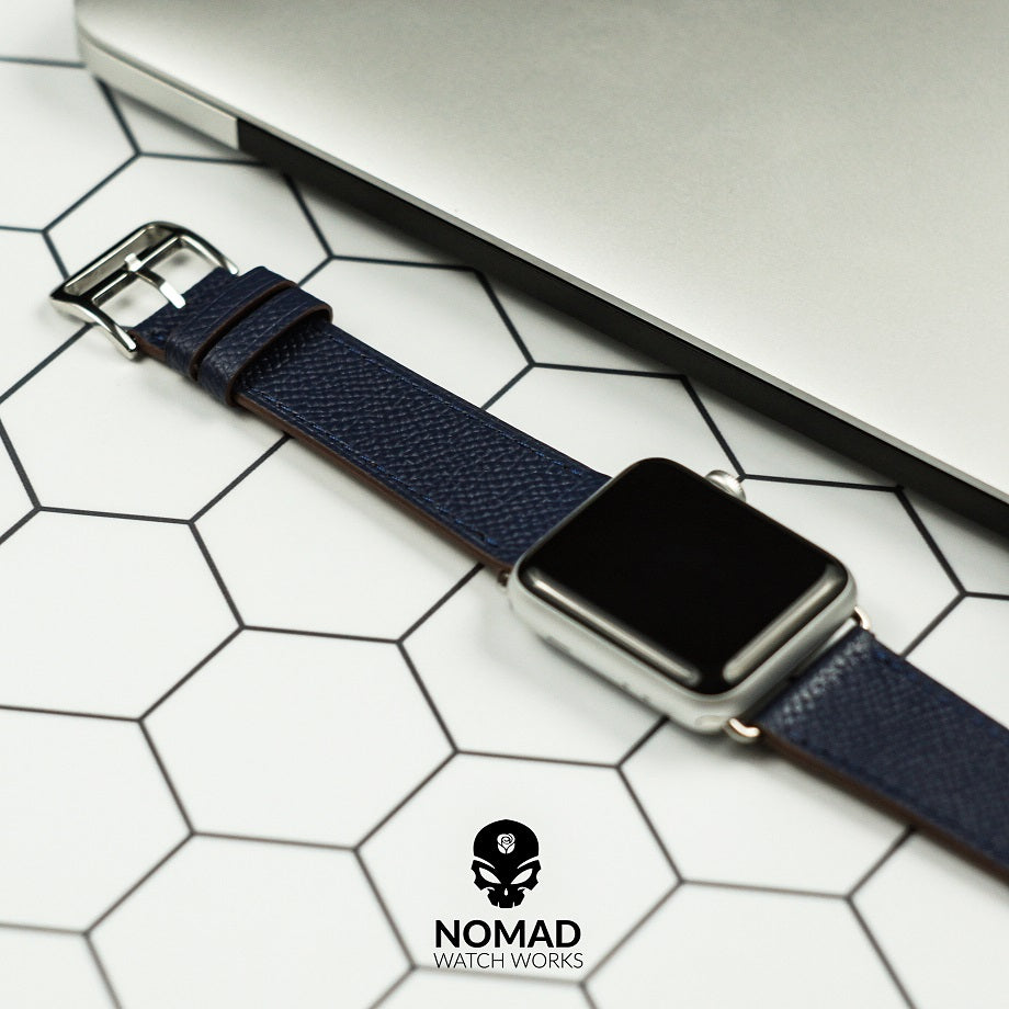 Apple Watch Leather Strap in Navy with Black Buckle - Single Tour (38, 40, 41mm)