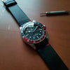 Premium Vintage Oil Waxed Leather Watch Strap in Black - Pepsi (20mm)