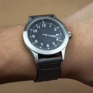 Quick Release Canvas Watch Strap in Grey with Brushed Silver Buckle (22mm)