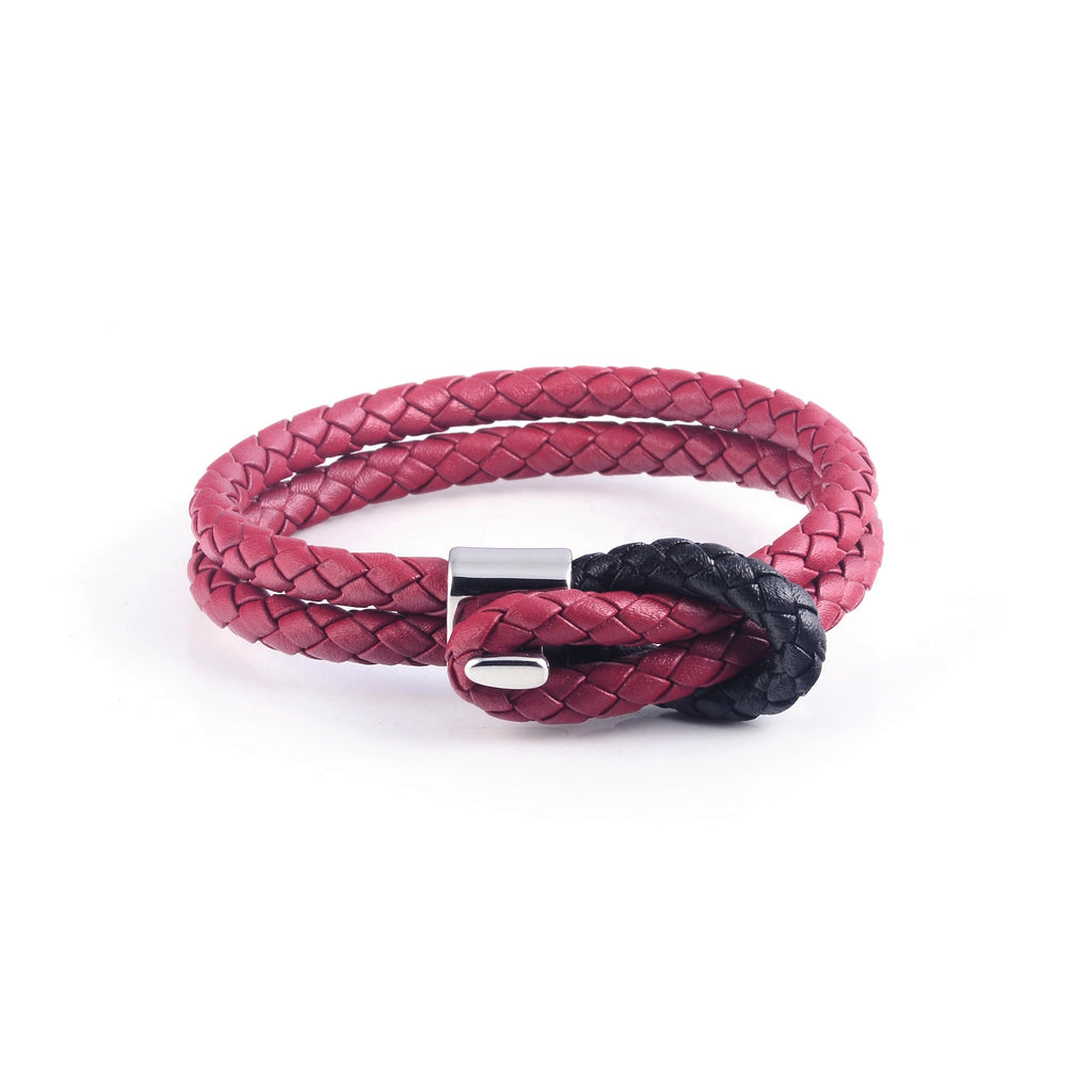 Maison Leather Bracelet in Red with Black Loop (Size M)