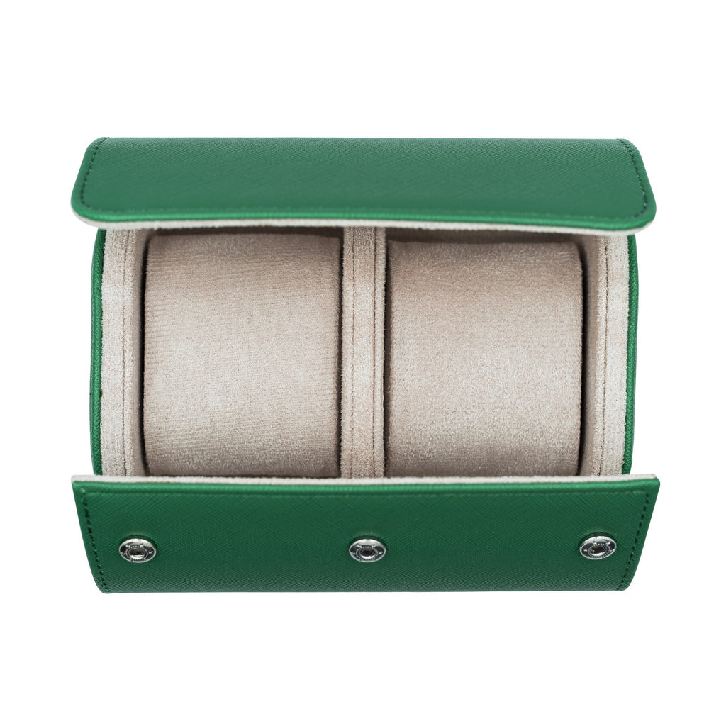 Saffiano Leather Watch Case in Green (2 Slots)