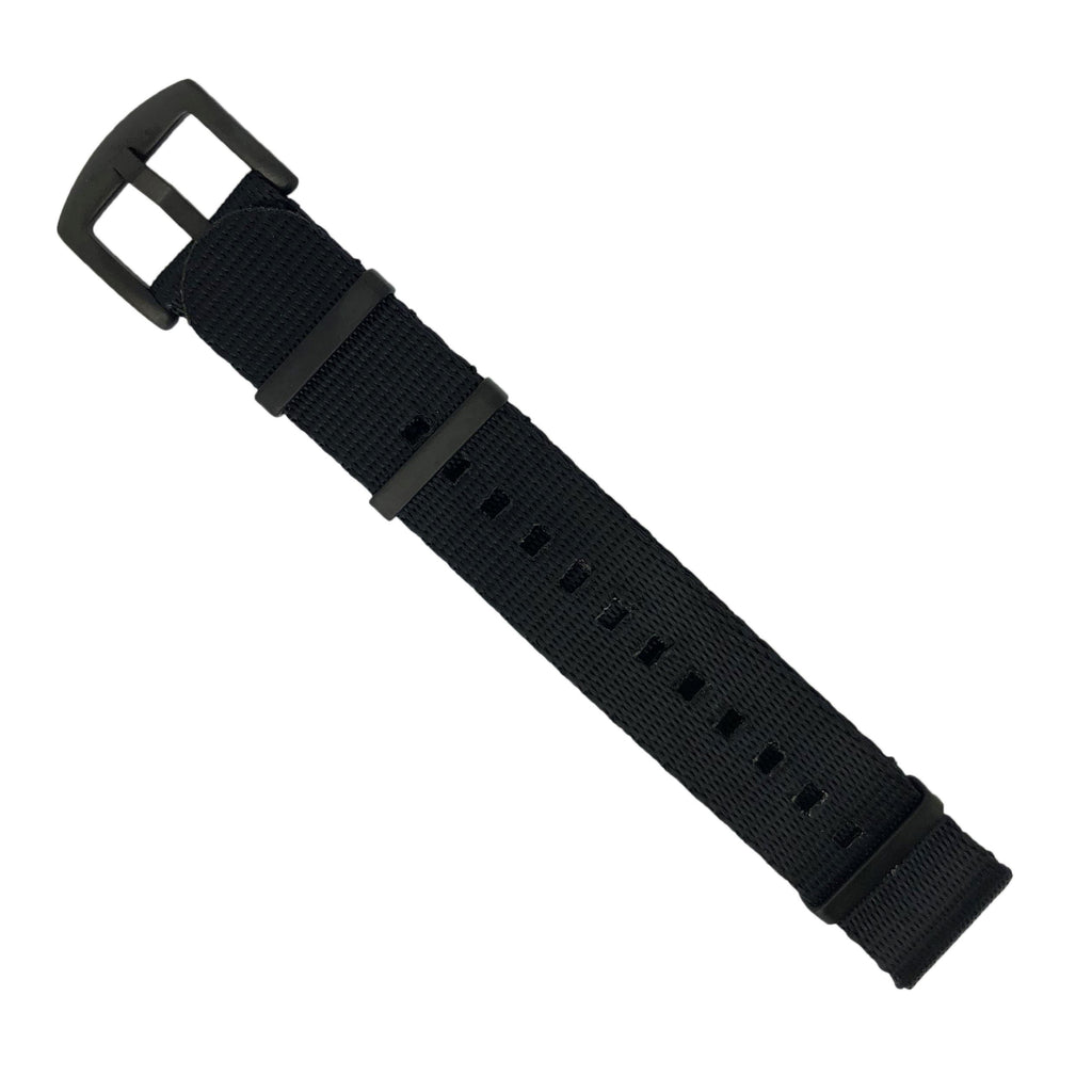 Seat Belt Nato Strap in Black with Black Buckle (20mm)