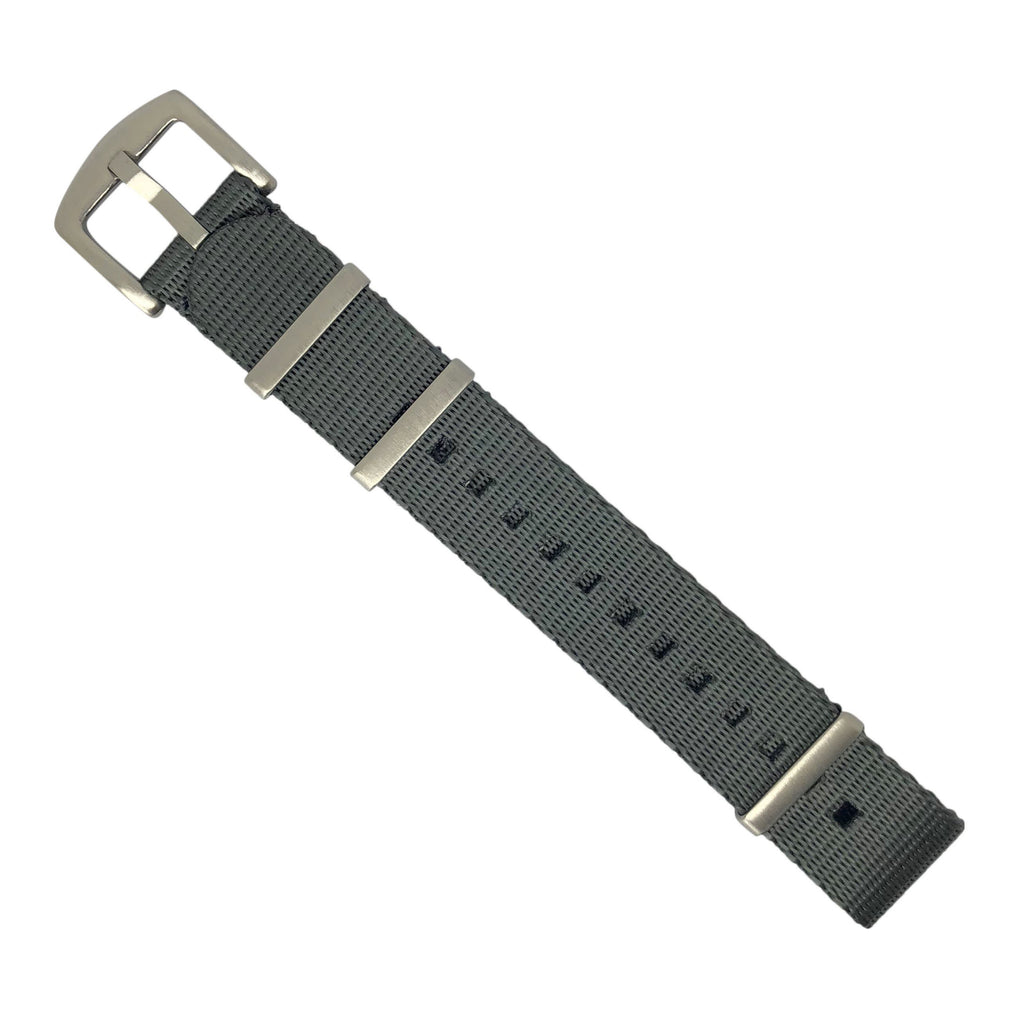 Seat Belt Nato Strap in Grey with Brushed Silver Buckle (22mm)
