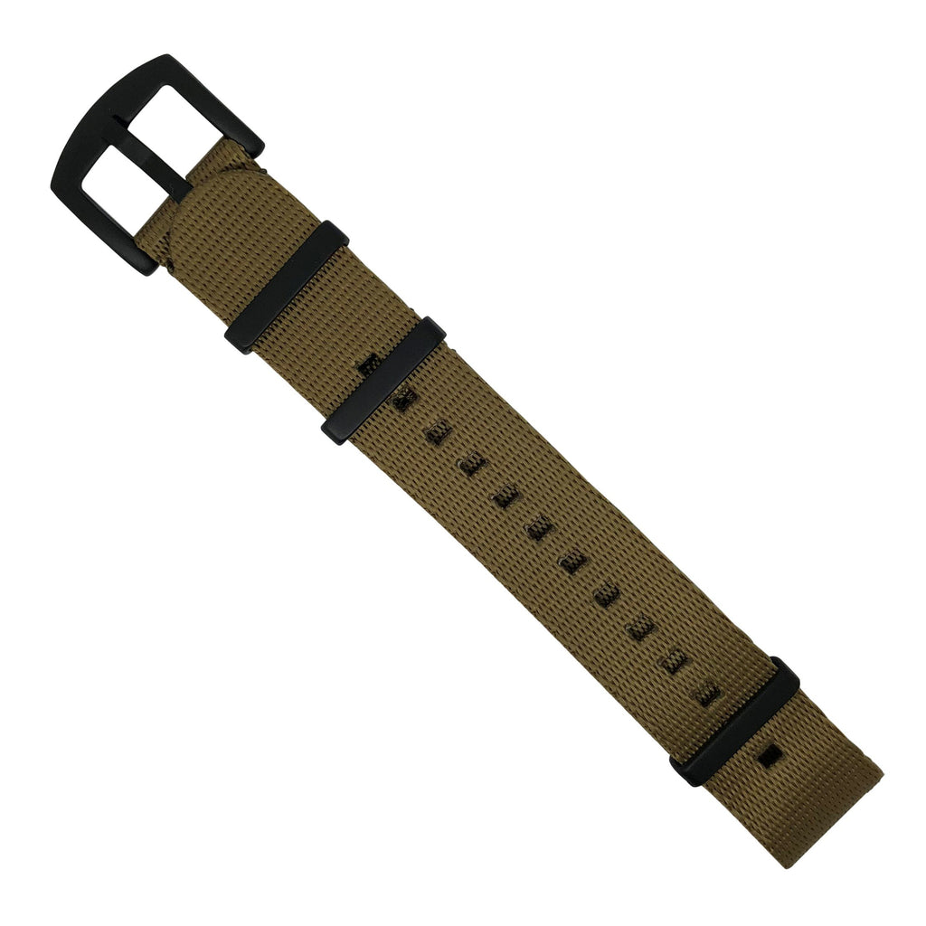 Seat Belt Nato Strap in Khaki with Black Buckle (20mm)