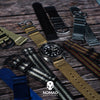 Two Piece Seat Belt Nato Strap in Olive with Black Buckle (22mm)