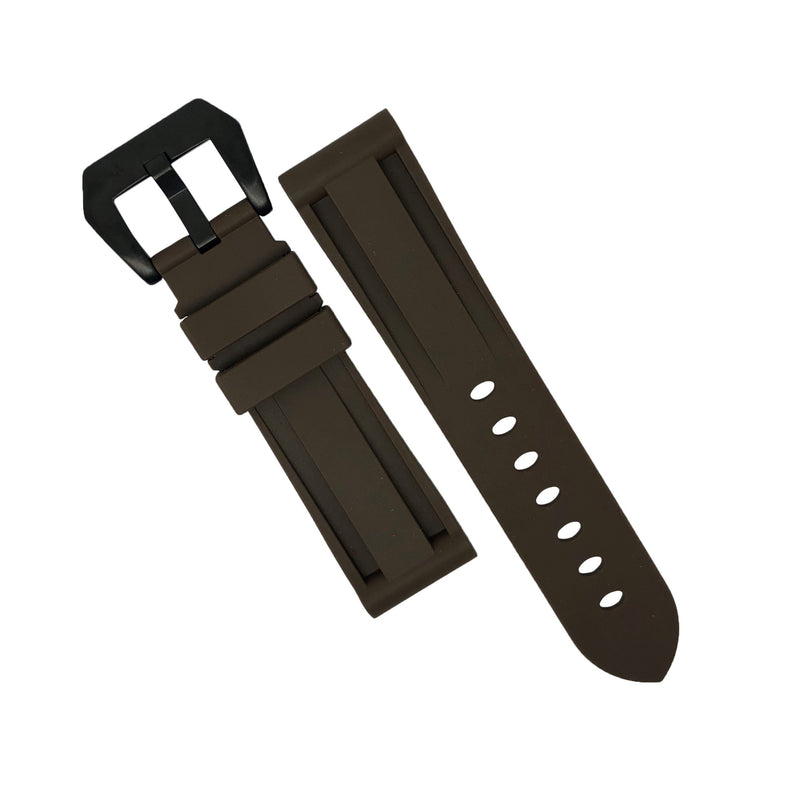 V3 Rubber Strap in Brown with Pre-V PVD Black Buckle (24mm)