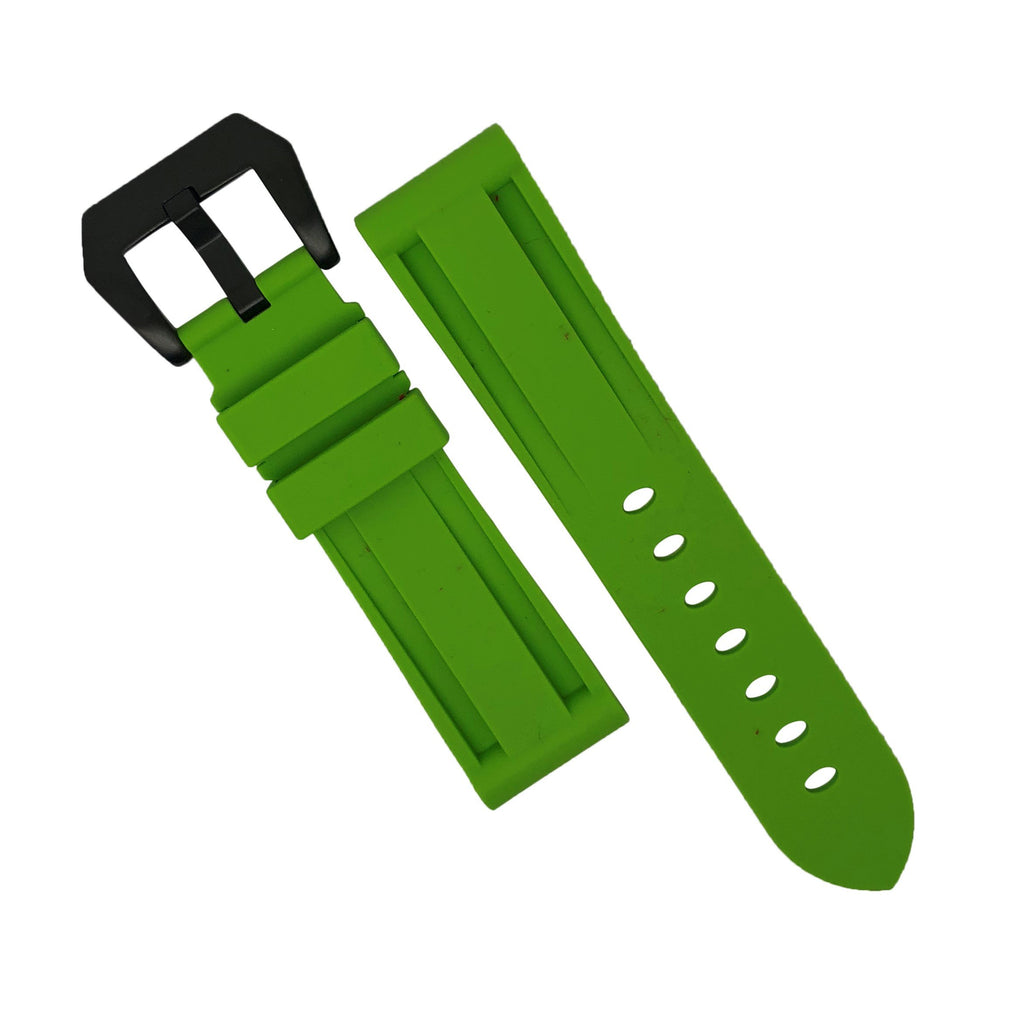 V3 Rubber Strap in Green with Pre-V PVD Black Buckle (24mm)