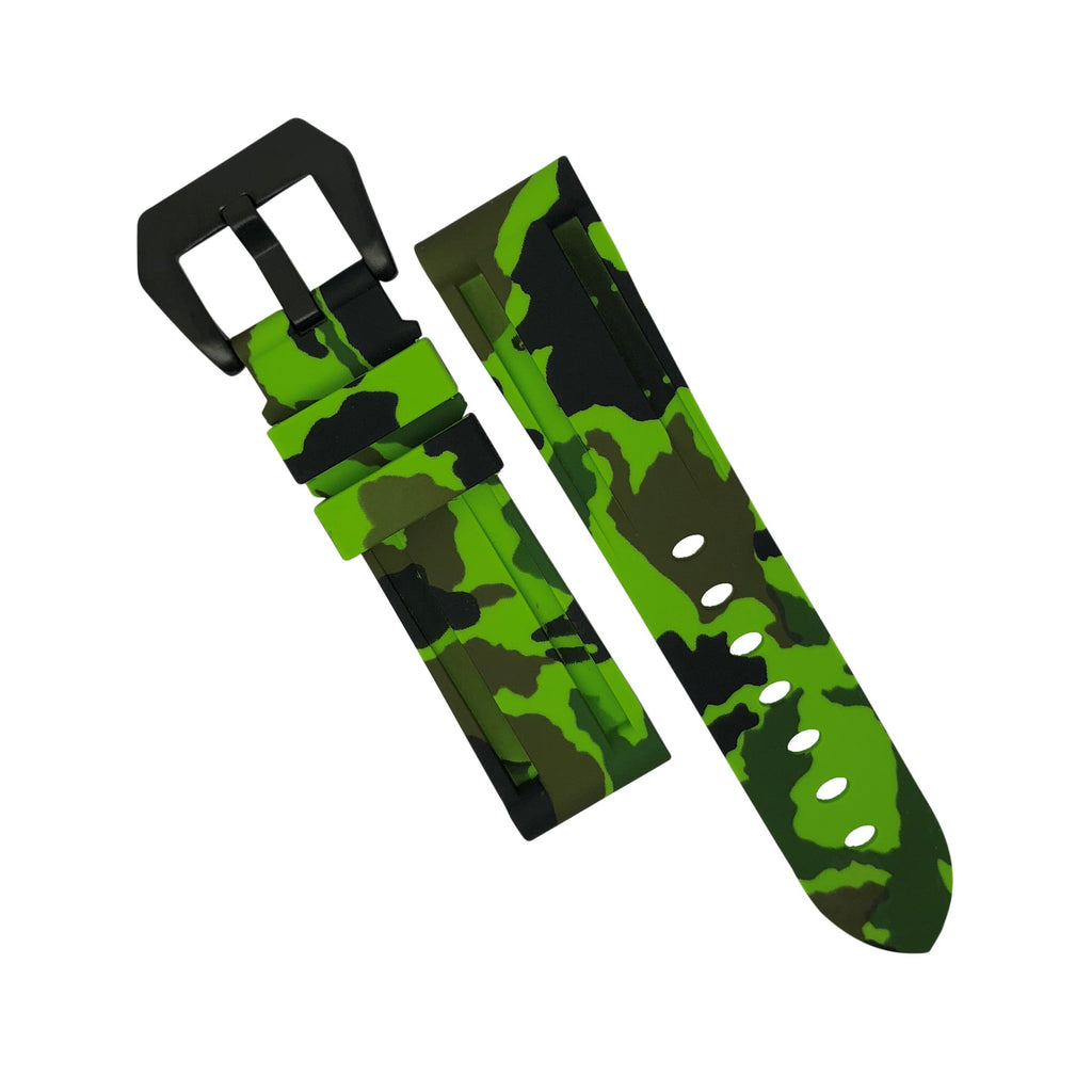 V3 Rubber Strap in Green Camo with Pre-V PVD Black Buckle (24mm)