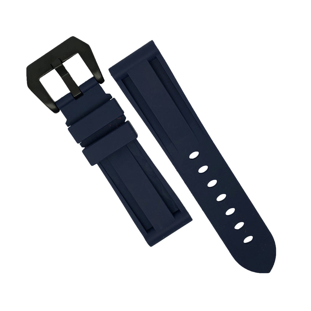 V3 Rubber Strap in Navy with Pre-V PVD Black Buckle (24mm)