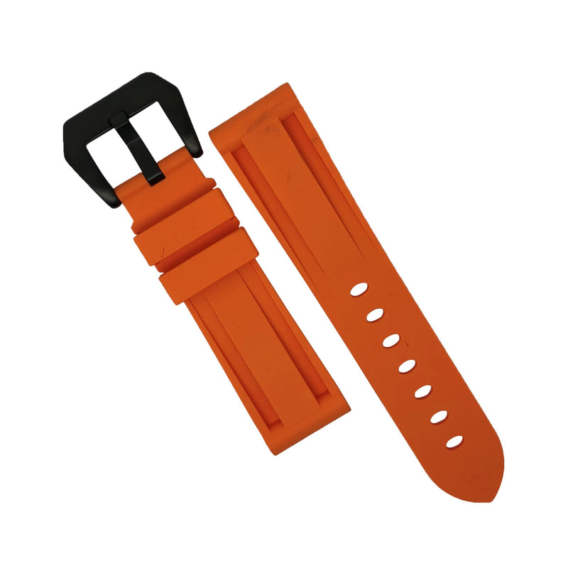 V3 Rubber Strap in Orange with Pre-V PVD Black Buckle (22mm)